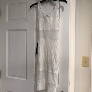 Bebe XXS White Midi Dress w/ Sheer Panels